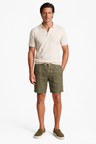 Hør Strikket Polo Sæt til Mænd - Olivengrøn & Cremehvid Sommer Sæt med Shorts - - Sommer Sæt - Valmont Wear