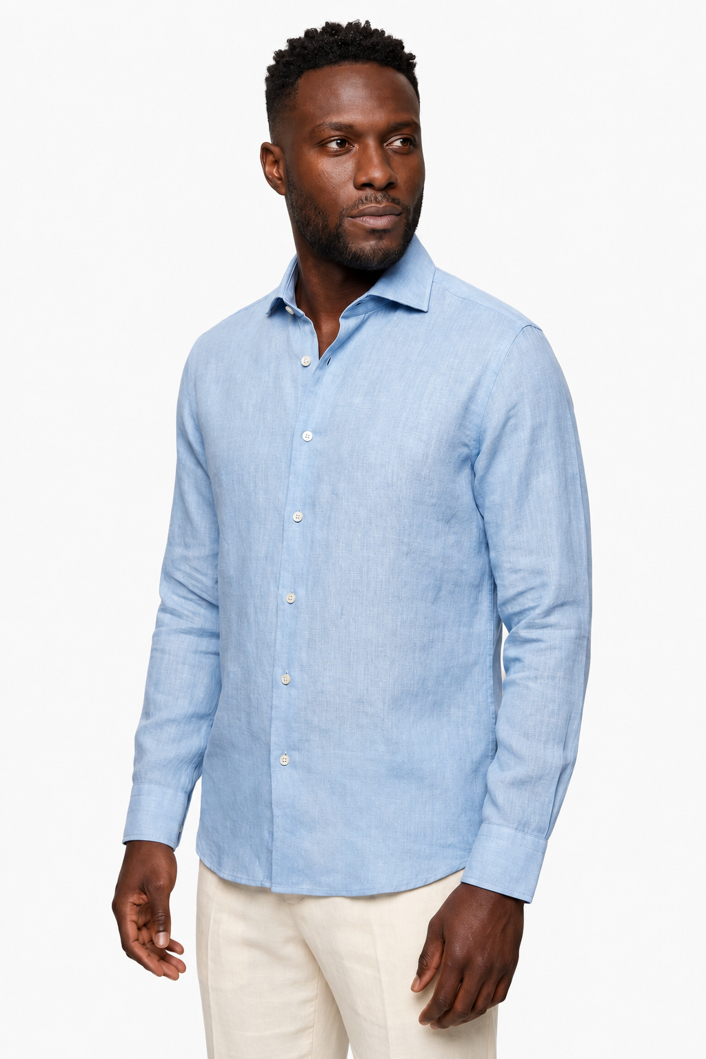 Herreskjorte: Lyseblå Regular Fit i Premium Polyester - Lyseblå - Polyesterskjorte - Valmont Wear