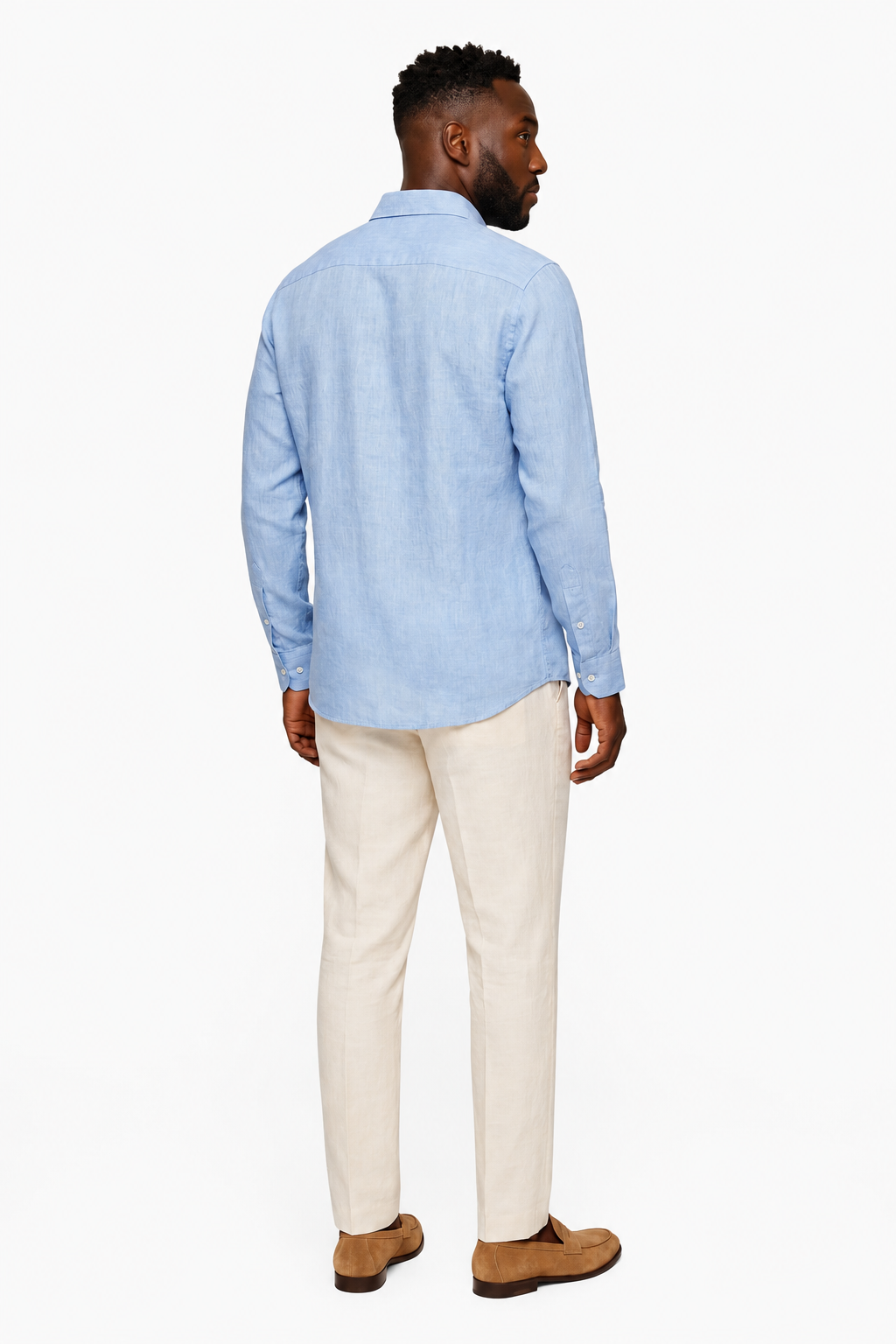 Herreskjorte: Lyseblå Regular Fit i Premium Polyester - - Polyesterskjorte - Valmont Wear
