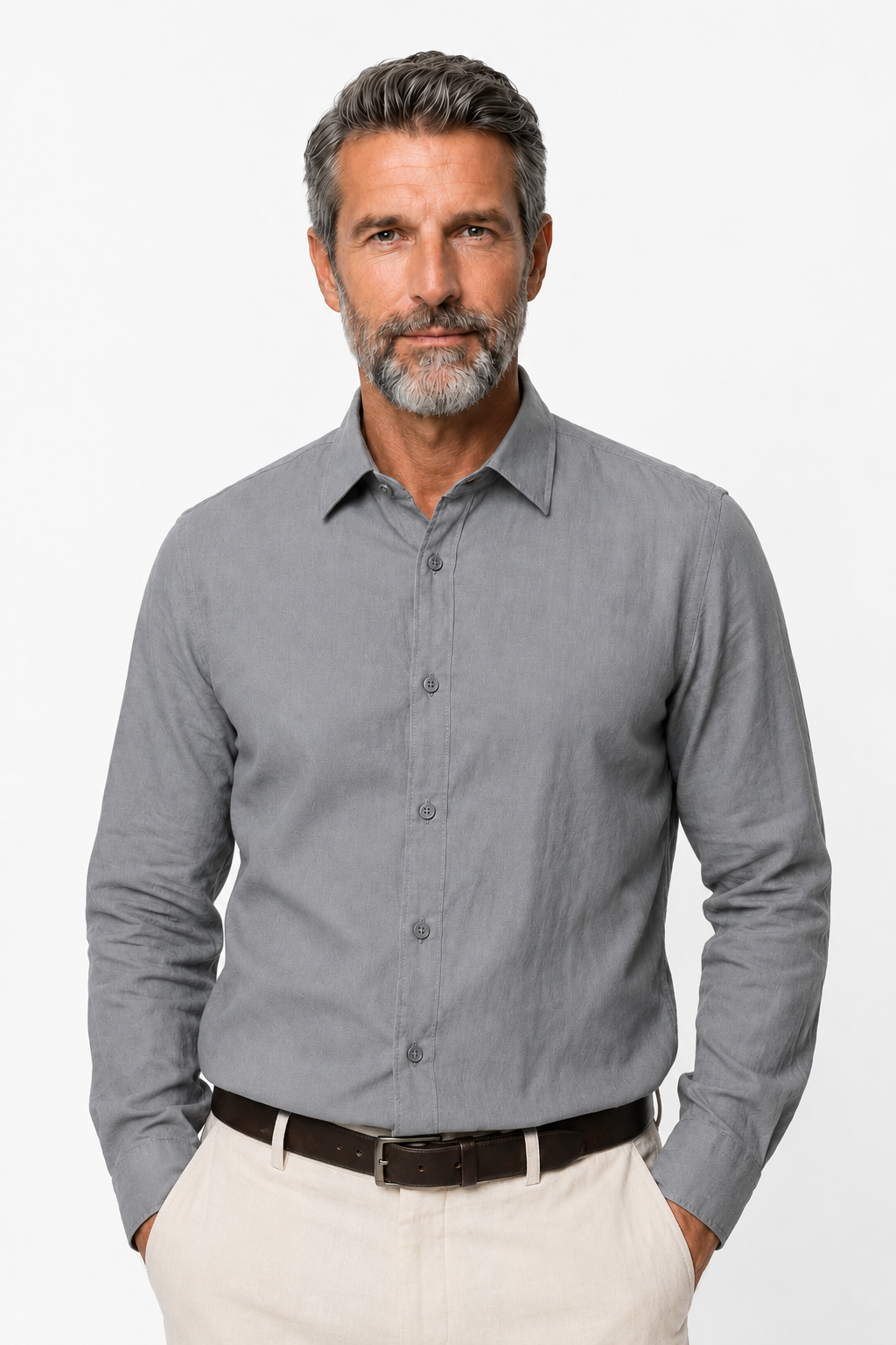Linskjorte til Mænd - Antraciet - Lin - Regular Fit - Antraciet - Linskjorte - Valmont Wear