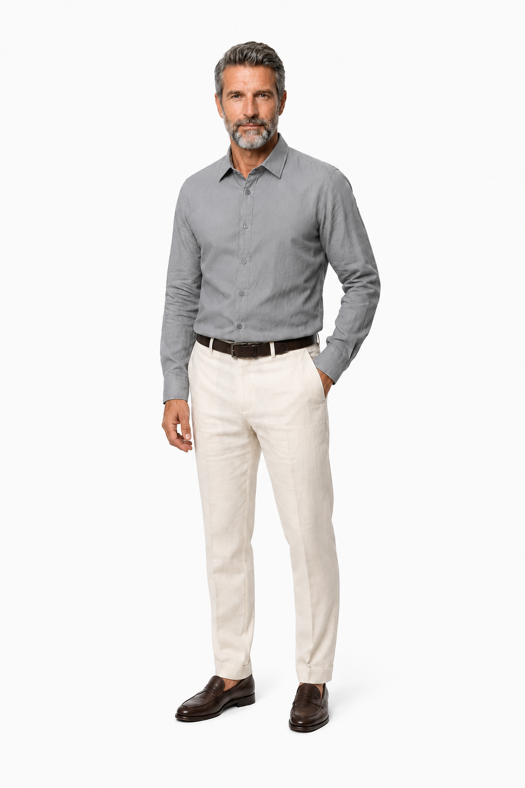Linskjorte til Mænd - Antraciet - Lin - Regular Fit - - Linskjorte - Valmont Wear