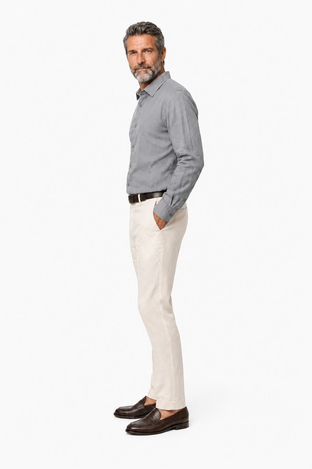Linskjorte til Mænd - Antraciet - Lin - Regular Fit - - Linskjorte - Valmont Wear