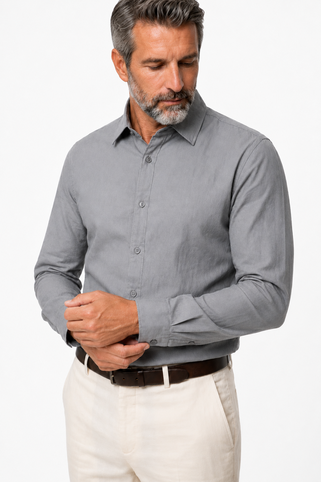 Linskjorte til Mænd - Antraciet - Lin - Regular Fit - - Linskjorte - Valmont Wear