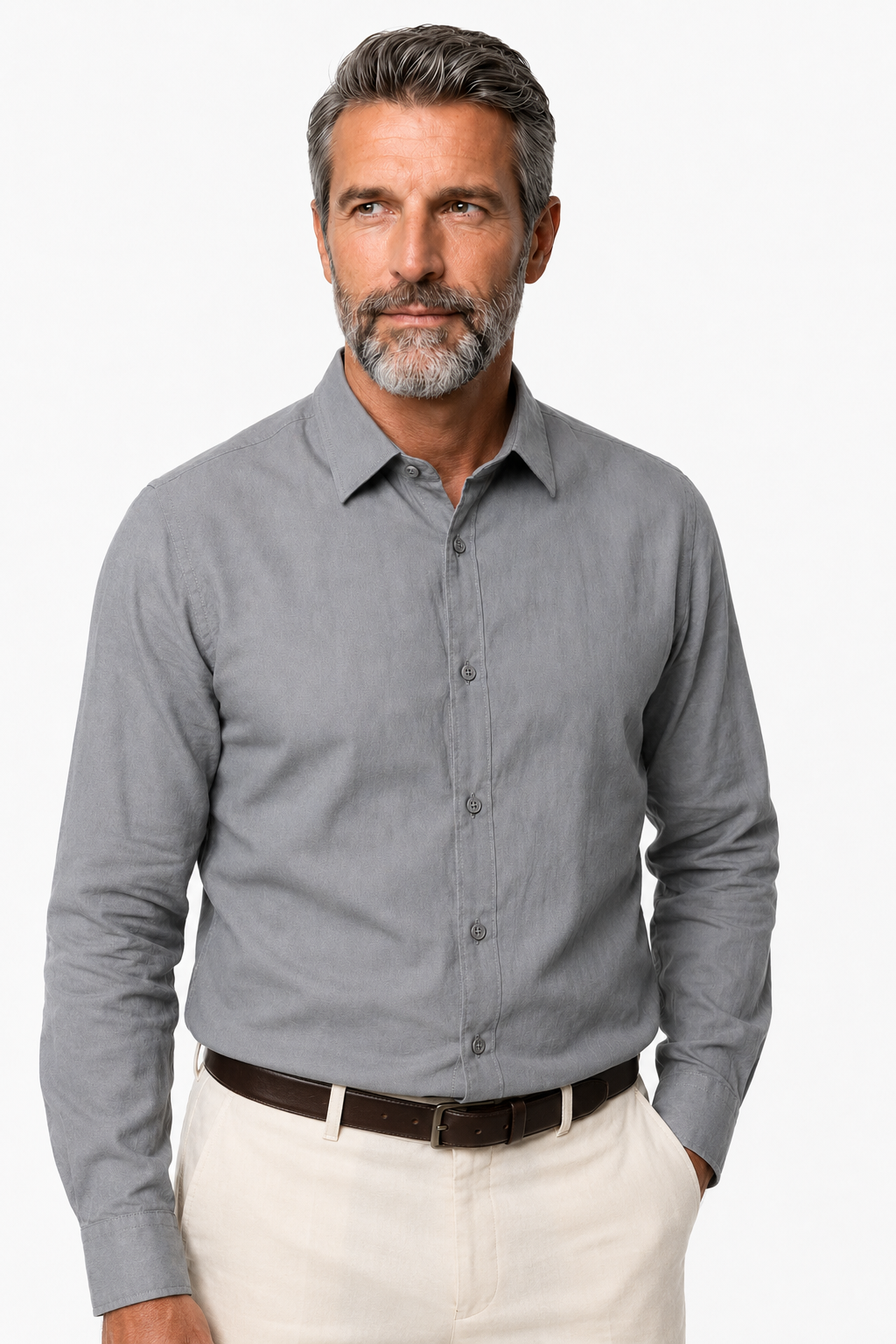 Linskjorte til Mænd - Antraciet - Lin - Regular Fit - - Linskjorte - Valmont Wear