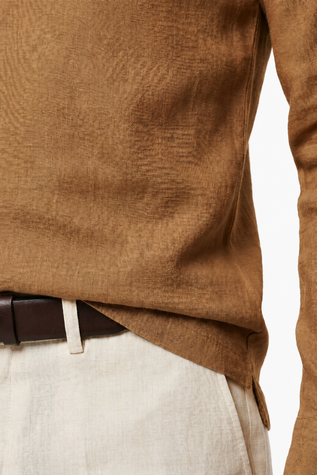 Mikrofiberskjorte til Mænd - Camelbrun Regular Fit Mikrofiberskjorte i Mikrofibre - - Linskjorte - Valmont Wear