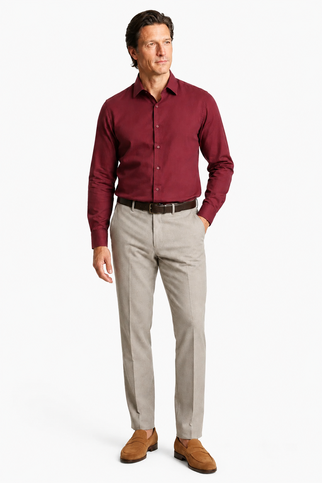 Mikrofibre shirt for men - Bordeaux Regular Fit in breathable mikrofibre blend - - Linskjorte - Valmont Wear