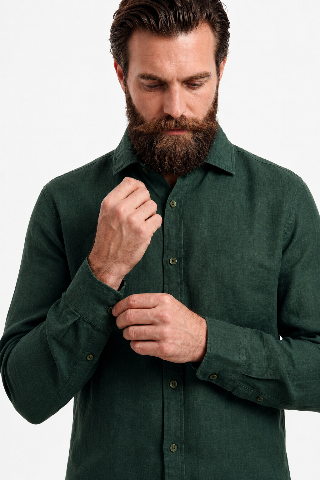 Mørkegrøn Skjorte til Mænd – Regular Fit, Åndbar & Stilfuld Sommer Skjorte - - Linskjorte - Valmont Wear
