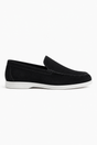 Mocasini bărbați negri – piele întoarsă PU (sintetică), slip-on, confortabili