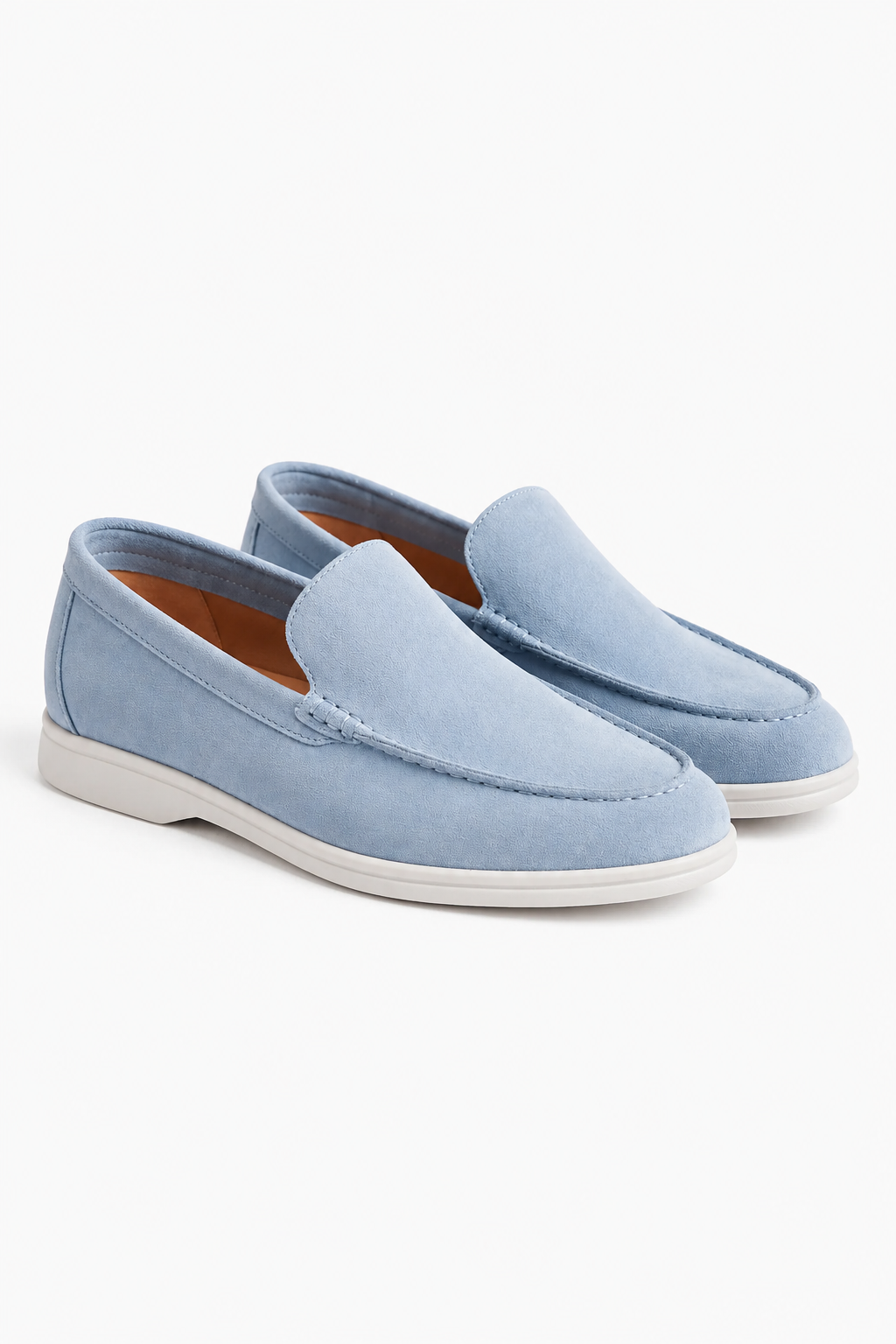 Herre Lyseblå Slip-On Loafers i Ruskind til Hverdagsbrug, Normal Pasform - - Loafers - Valmont Wear