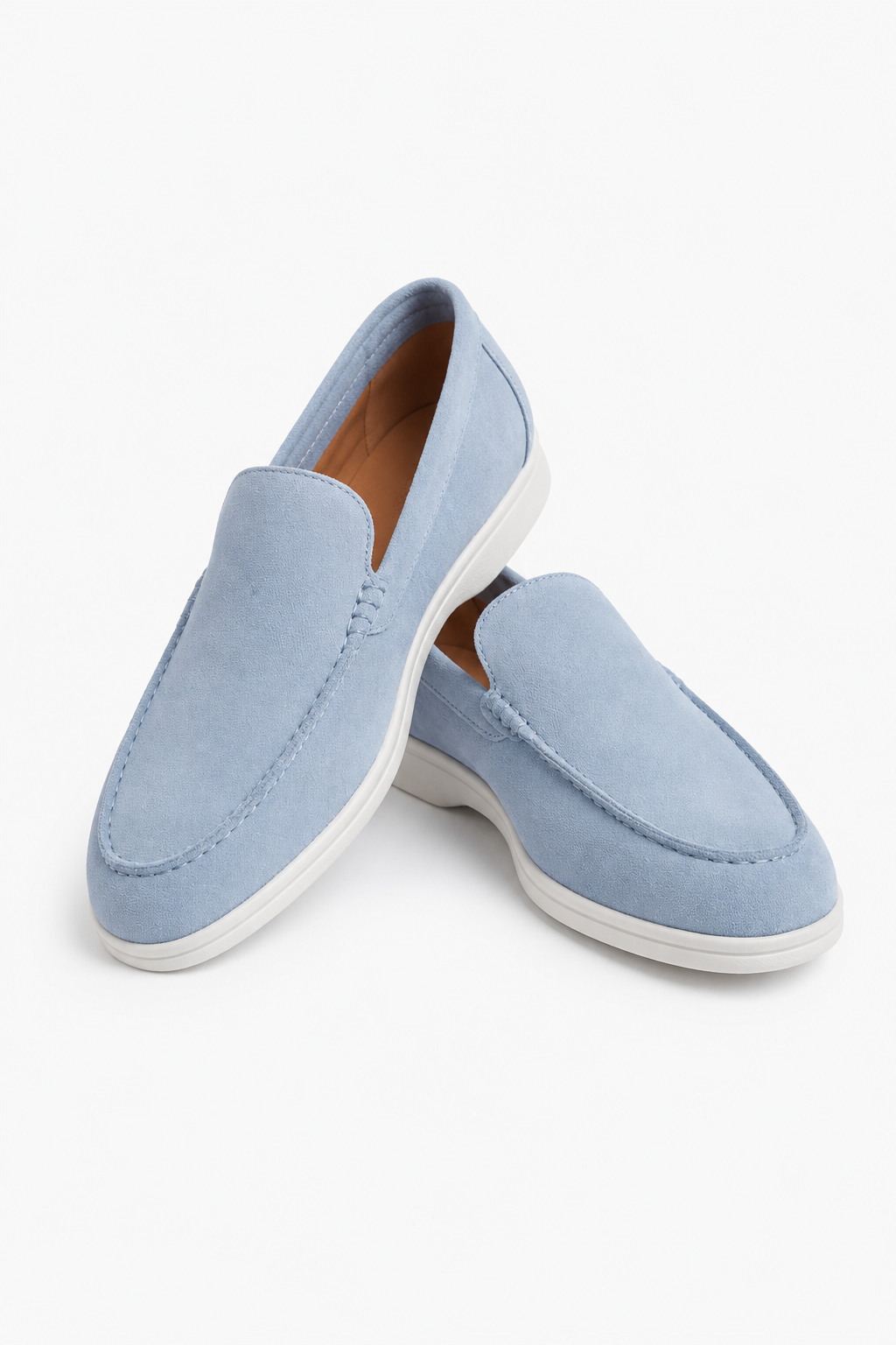 Herre Lyseblå Slip-On Loafers i Ruskind til Hverdagsbrug, Normal Pasform - - Loafers - Valmont Wear