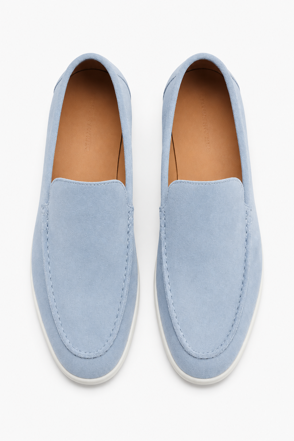 Herre Lyseblå Slip-On Loafers i Ruskind til Hverdagsbrug, Normal Pasform - - Loafers - Valmont Wear