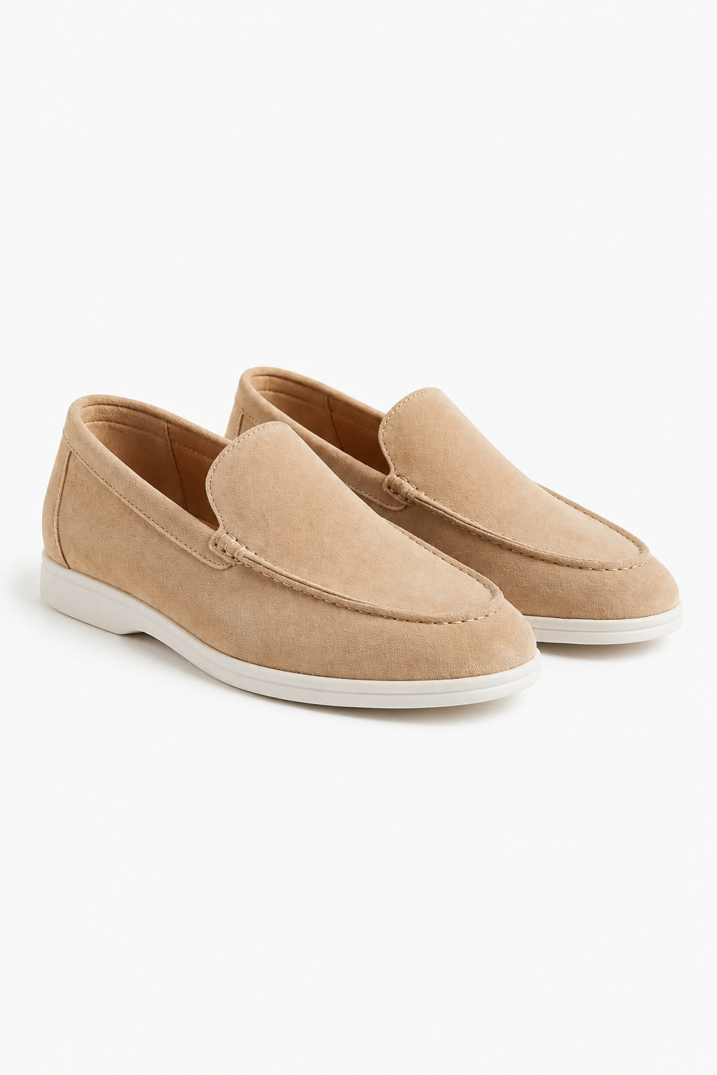 Beige Ruskind Loafers til Mænd – Elegante slip-on sko i ægte læder - - Loafers - Valmont Wear