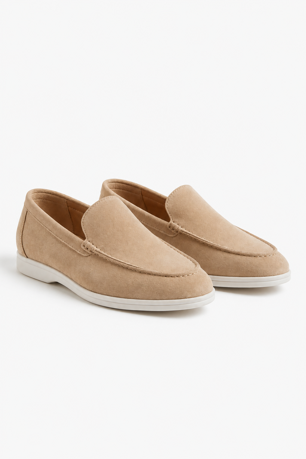 Beige Ruskind Loafers til Mænd – Elegante slip-on sko i ægte læder - Beige - Loafers - Valmont Wear