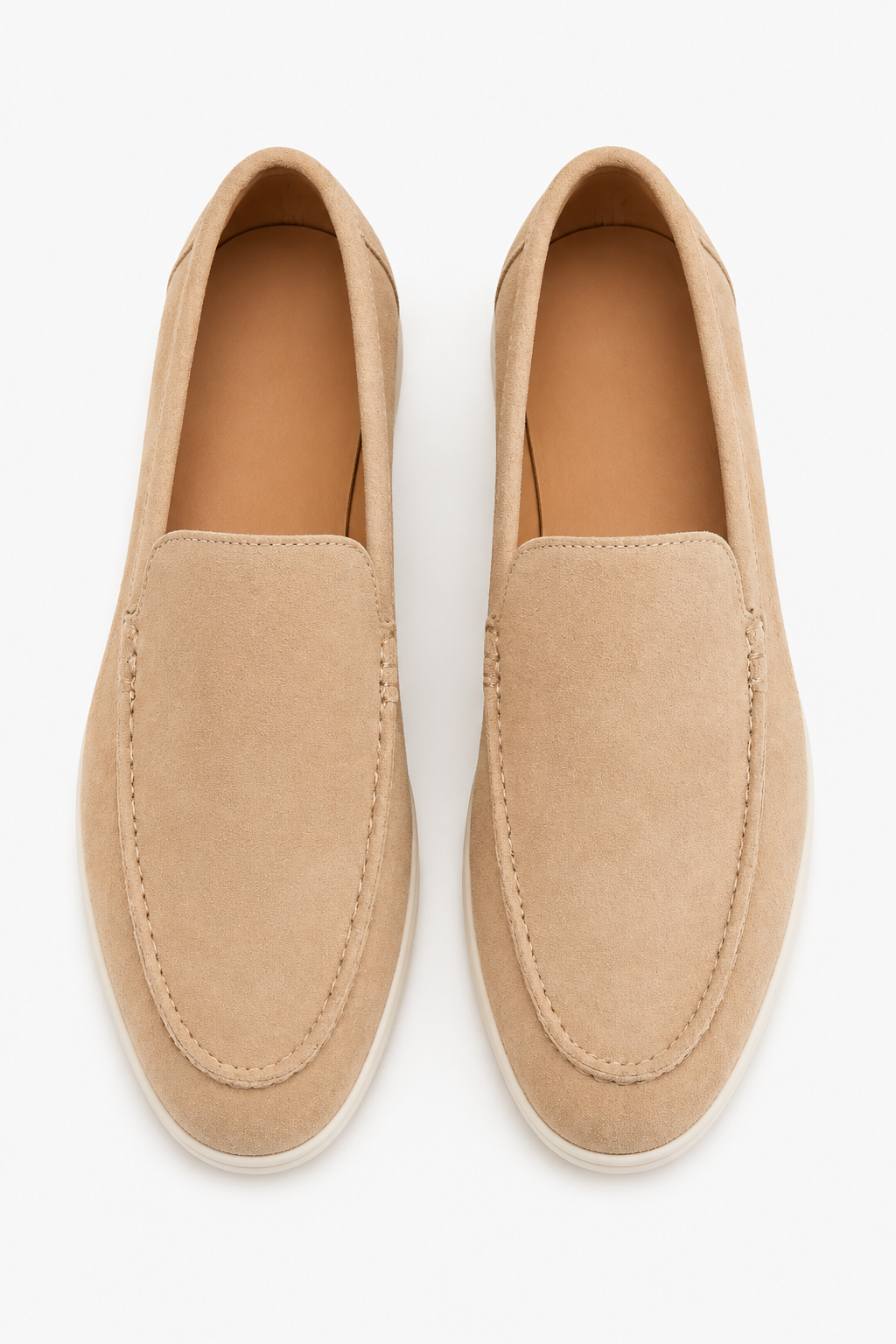 Beige Ruskind Loafers til Mænd – Elegante slip-on sko i ægte læder - - Loafers - Valmont Wear