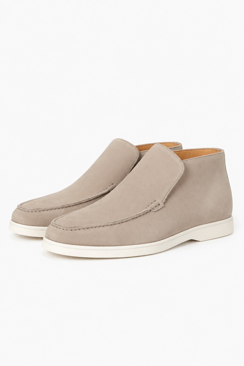 Herre Loafers i Greige Ruskind – Komfortable Slip-On Sko til Mænd - - Boots - Valmont Wear