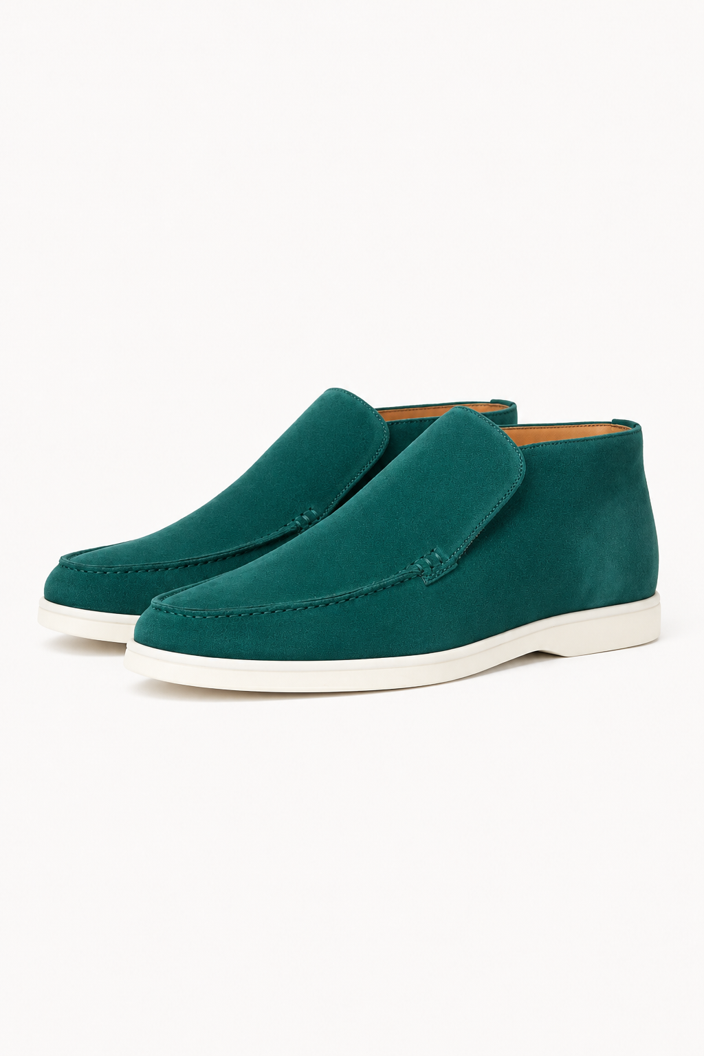 Herre Loafers i Blågrøn Ruskind – Komfortable Slip-On Mokkasiner - Blågrøn - Boots - Valmont Wear