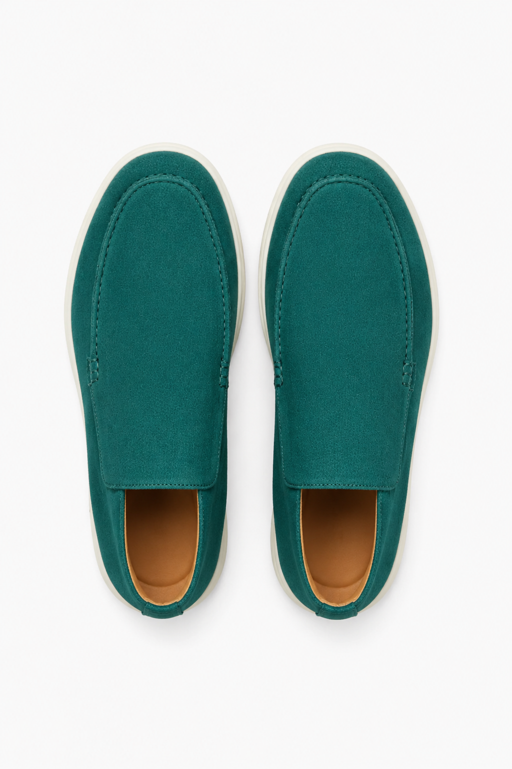 Herre Loafers i Blågrøn Ruskind – Komfortable Slip-On Mokkasiner - - Boots - Valmont Wear