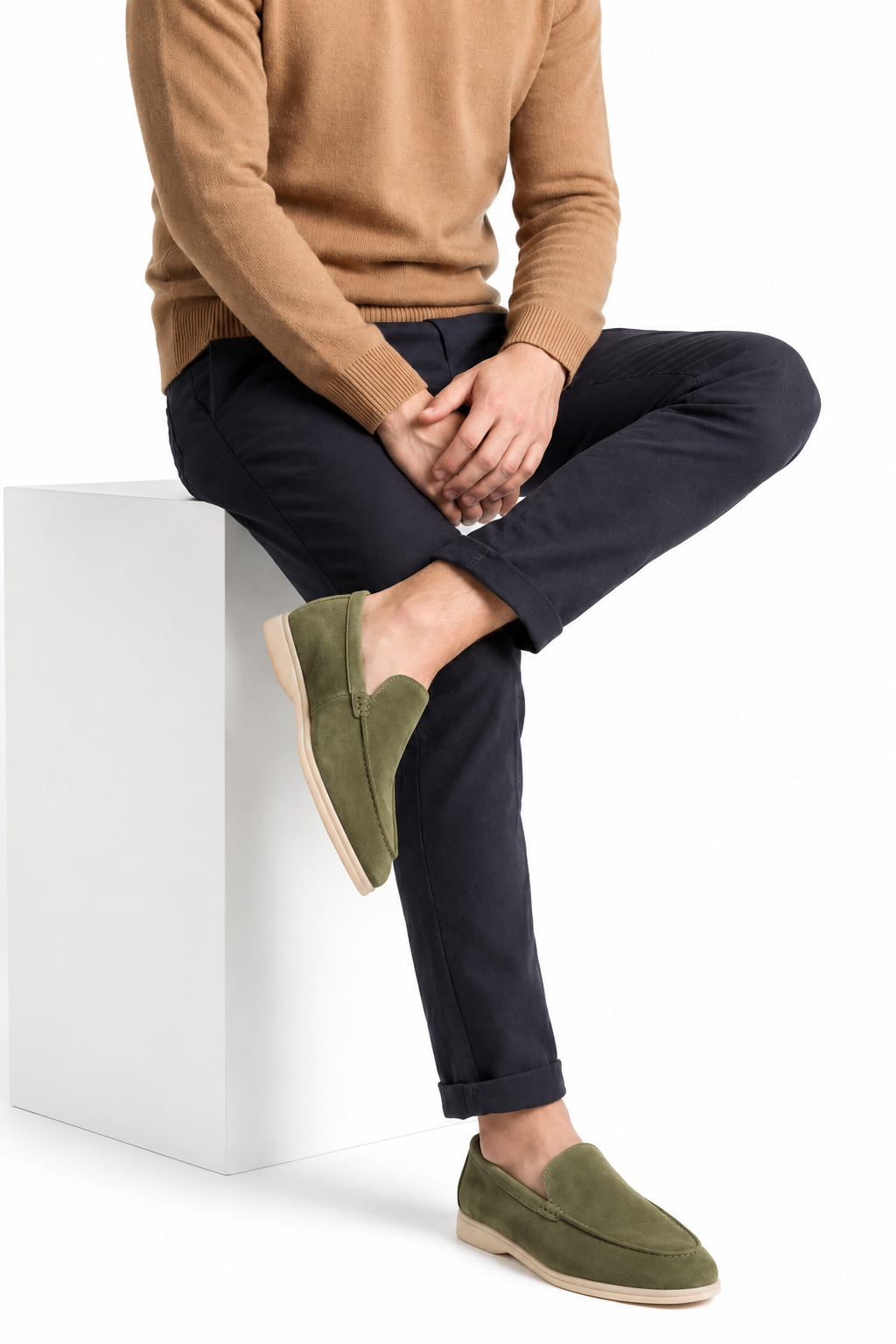 Casual Loafers til Mænd - Olivengrøn - Ruskind - Regular Fit - - Loafers - Valmont Wear