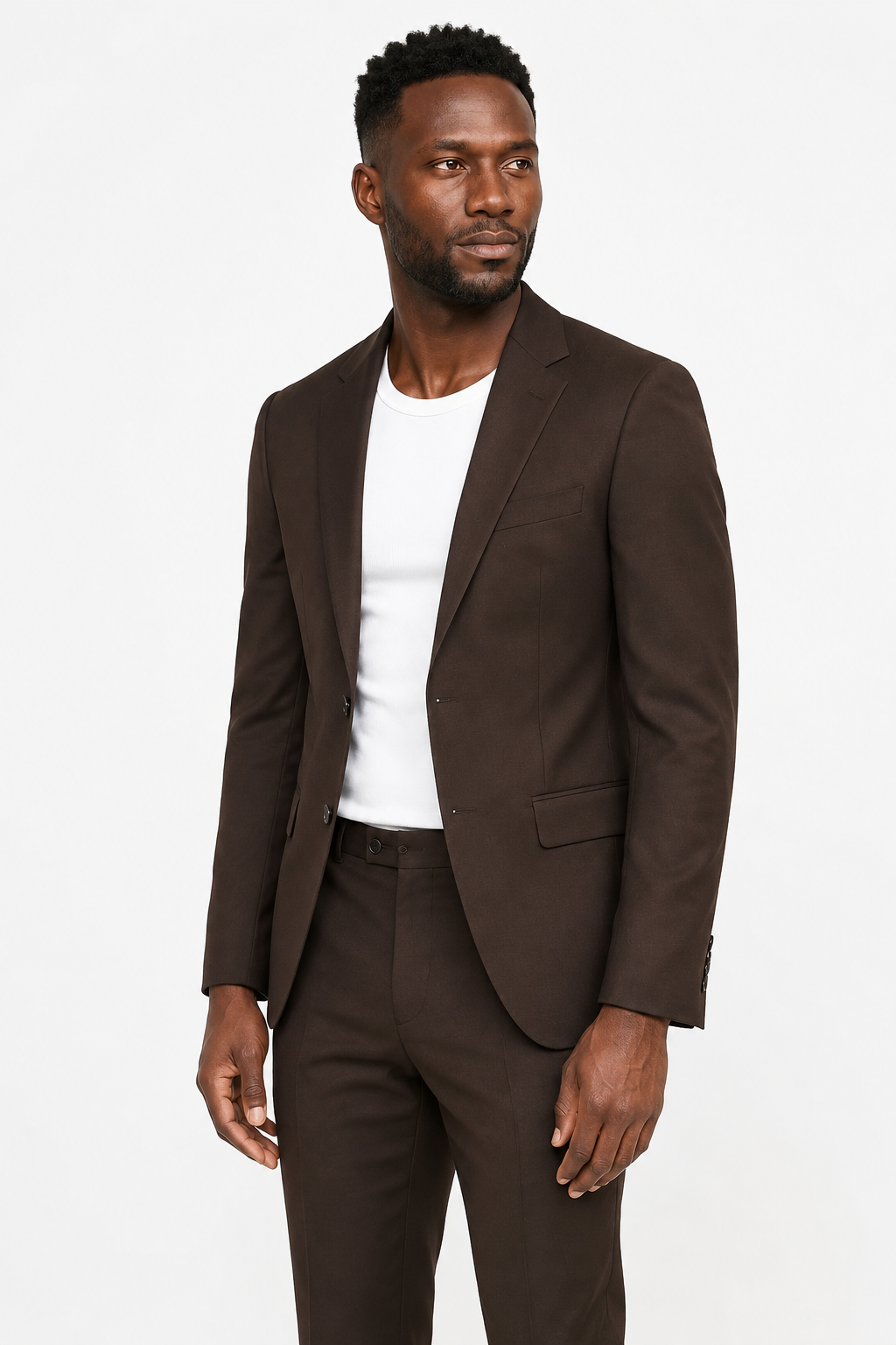 Slim Fit Jakkesæt Herre - Habitsæt 2-Delt - Mørkebrun - - Jakkesæt - Valmont Wear