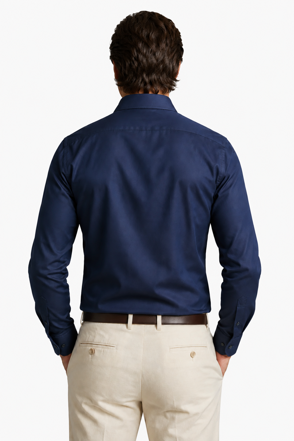 Herreskjorte Marineblå Regular Fit i Polyester – Komfortabel, Stilfuld & Holdbar - - Linskjorte - Valmont Wear