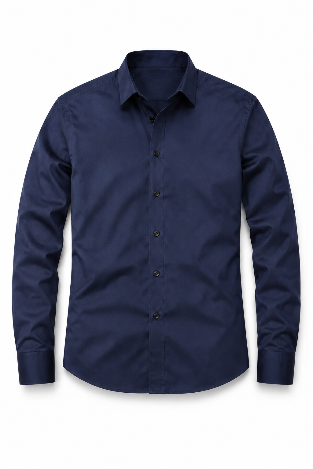 Herreskjorte Marineblå Regular Fit i Polyester – Komfortabel, Stilfuld & Holdbar - Marineblå - Linskjorte - Valmont Wear