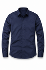 Herreskjorte Marineblå Regular Fit i Polyester – Komfortabel, Stilfuld & Holdbar - Marineblå - Linskjorte - Valmont Wear