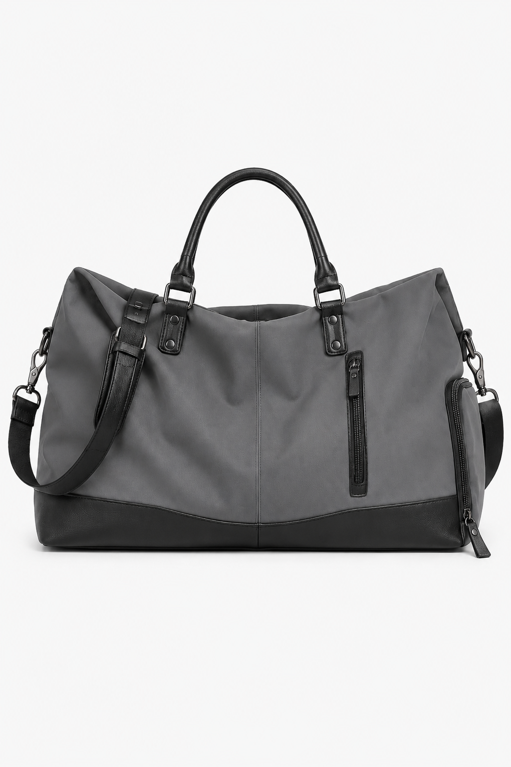 Sort Vintage Rejsetaske i Full-Grain Læder til Mænd - Stor Læder Duffelbag - Koksgrå - Taske - Valmont Wear