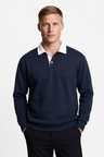 Mørkeblå Polo Fleece Sweatshirt til Mænd - Blød, Varm & Komfortabel Hverdags Trøje - - Sweatre - Valmont Wear