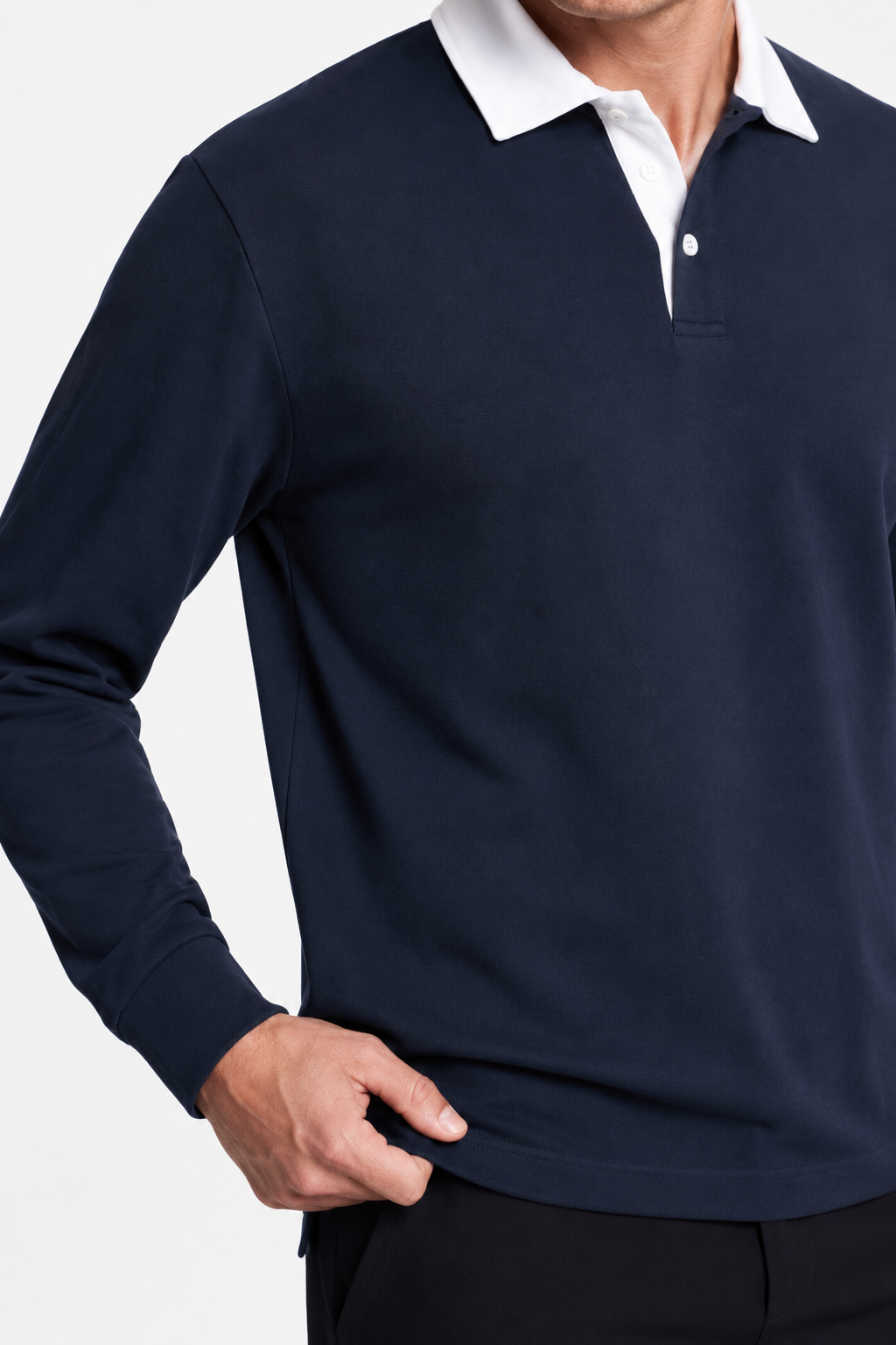 Mørkeblå Polo Fleece Sweatshirt til Mænd - Blød, Varm & Komfortabel Hverdags Trøje - - Sweatre - Valmont Wear