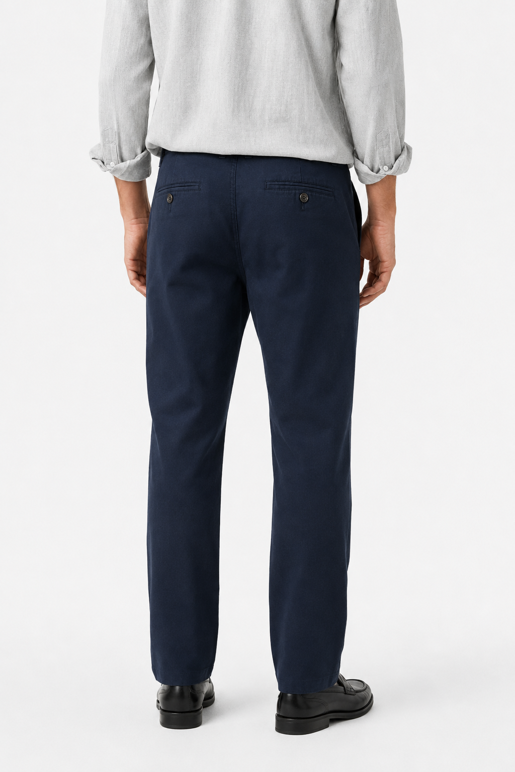 Navy blue chinos for men in wool blend – Loose fit - - Chinos - Valmont Wear