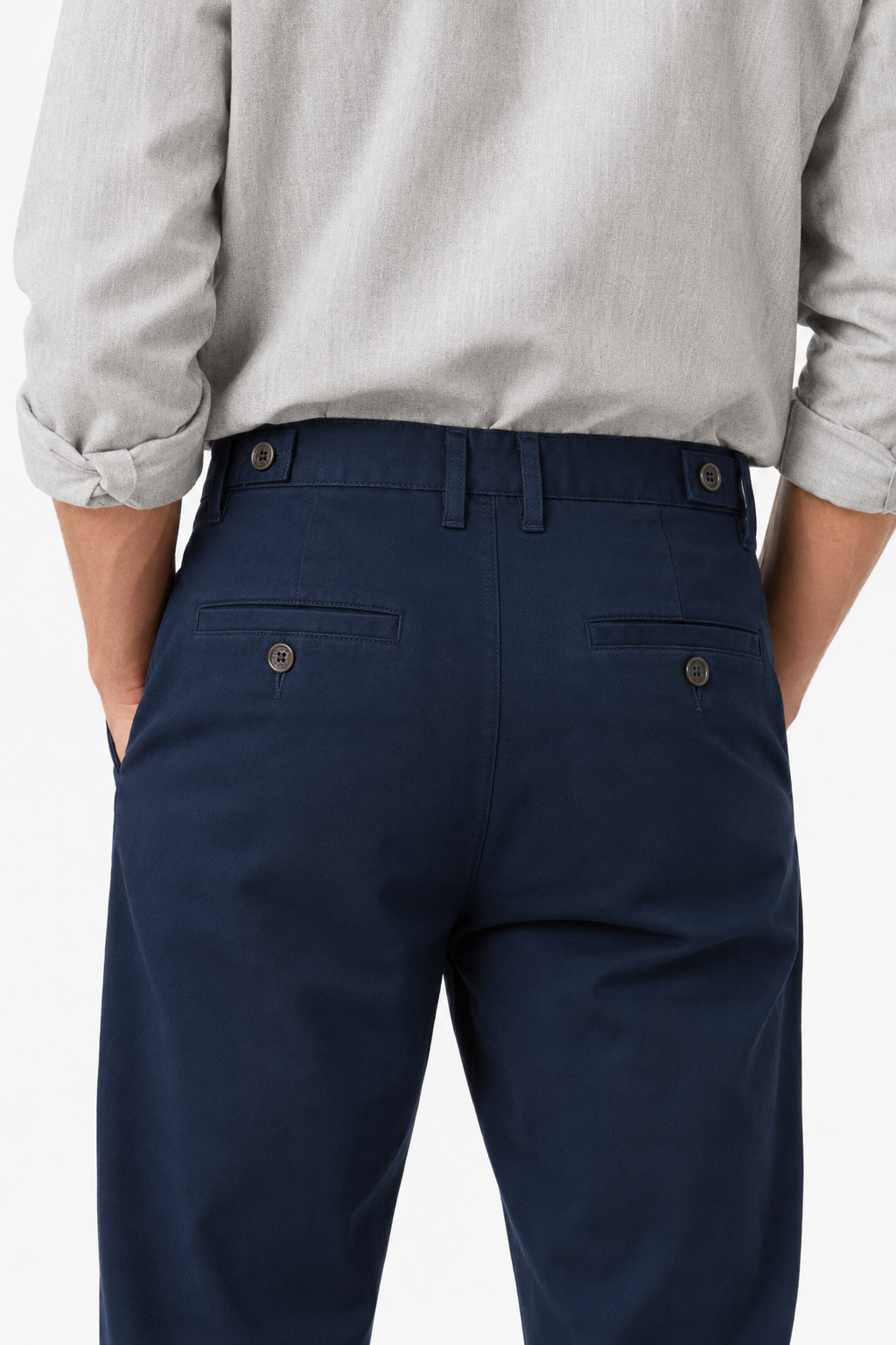 Navy blue chinos for men in wool blend – Loose fit - - Chinos - Valmont Wear