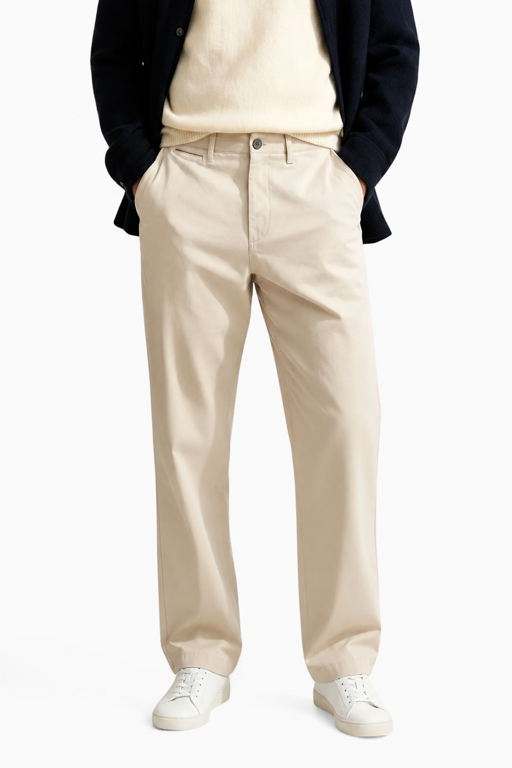 Chinos til Mænd - Sand - Uld - Løs Pasform - - Chinos - Valmont Wear