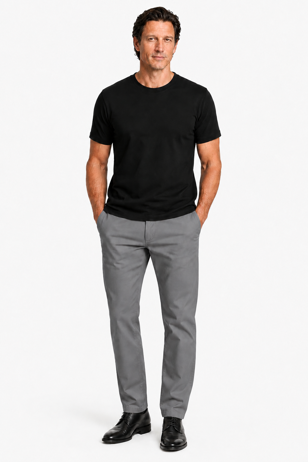Grå Straight Fit Herrebukser i Bomuld til Hverdag & Fritid - - Pants - Valmont Wear
