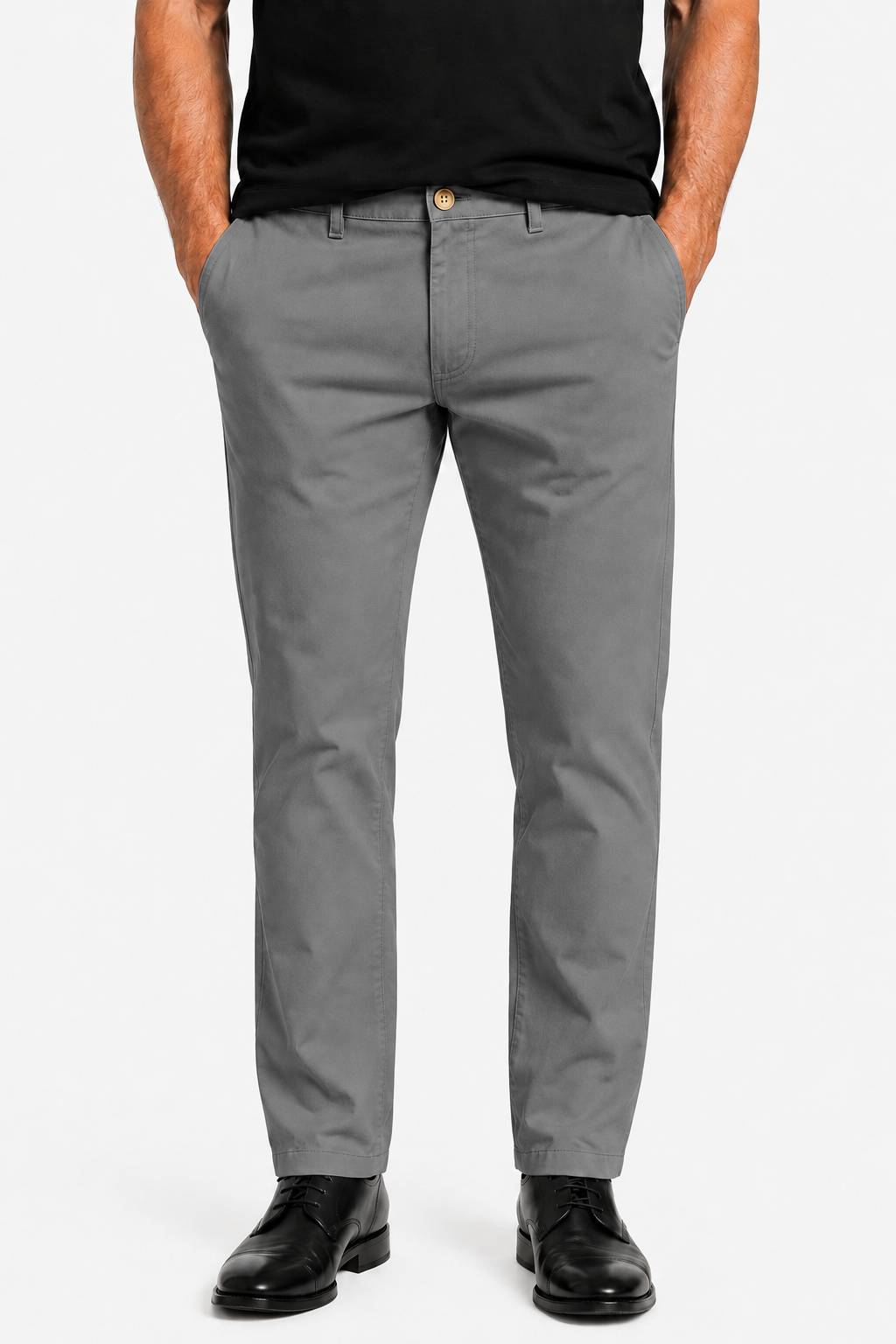 Grå Straight Fit Herrebukser i Bomuld til Hverdag & Fritid - - Pants - Valmont Wear