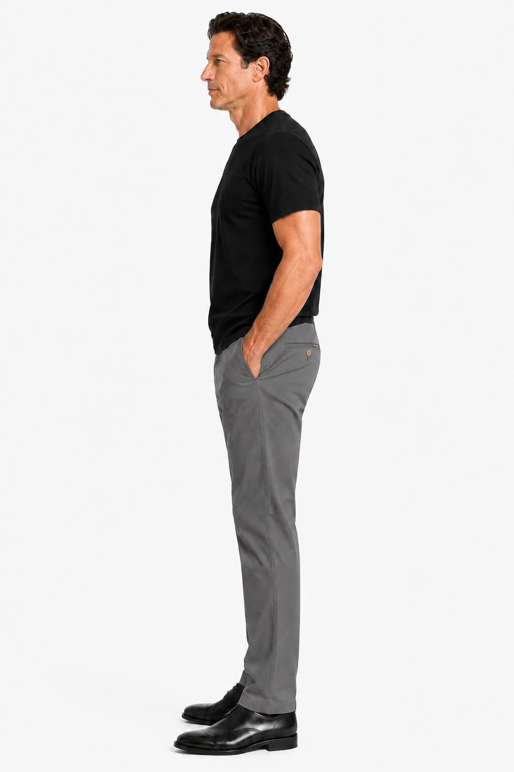 Grå Straight Fit Herrebukser i Bomuld til Hverdag & Fritid - - Pants - Valmont Wear