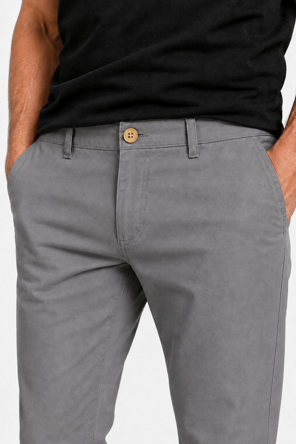 Grå Straight Fit Herrebukser i Bomuld til Hverdag & Fritid - - Pants - Valmont Wear