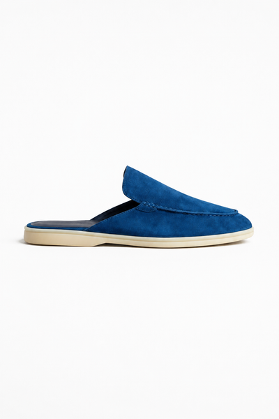 Mule Loafer in Navy Blue Suede - Valmont Wear