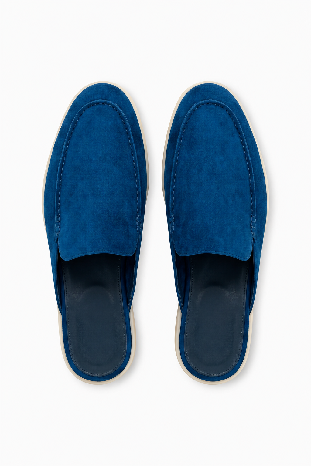 Mule Loafer til Mænd i Marineblå Ruskind - Elegant og Komfortabel - - Sandaler - Valmont Wear