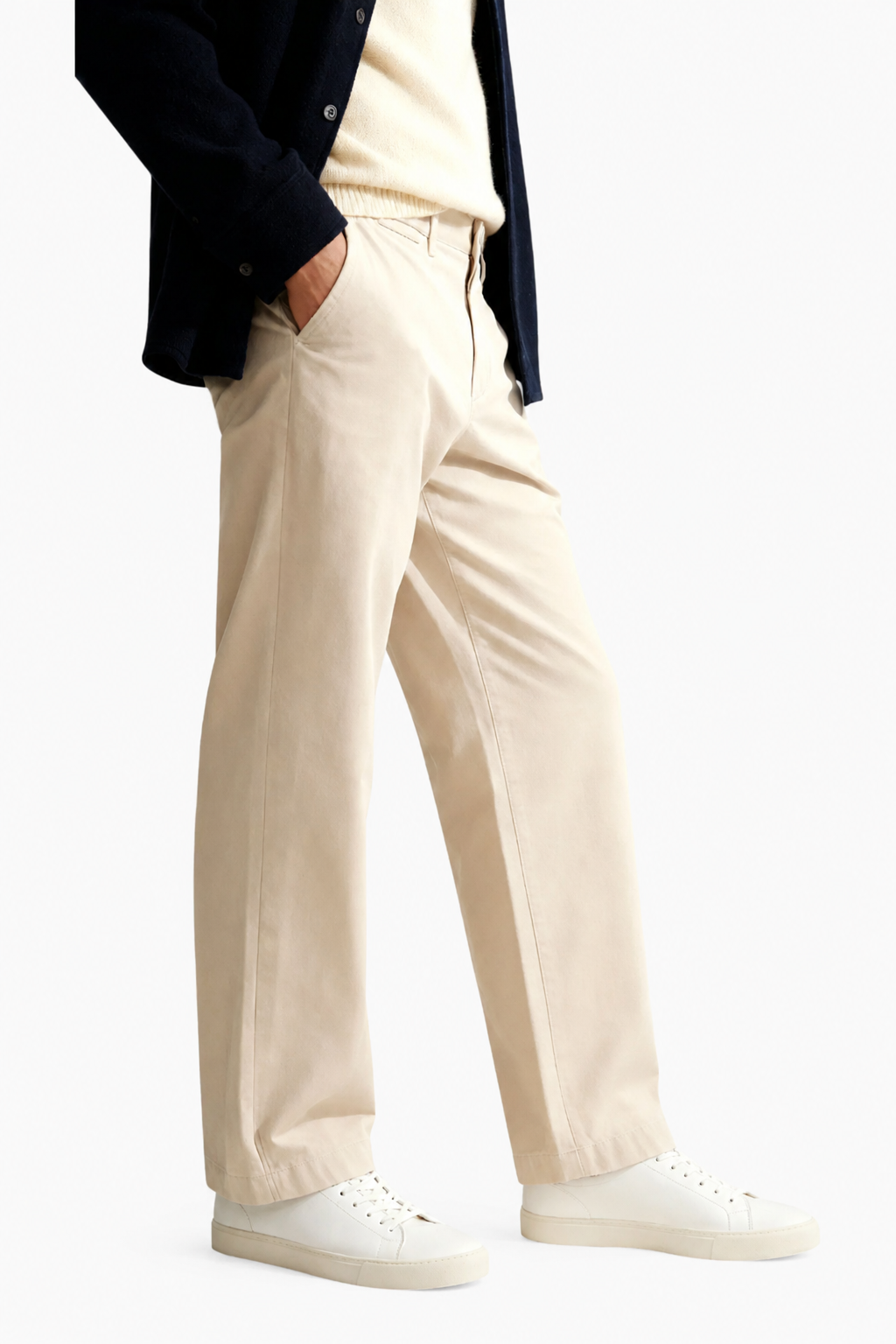 Chinos til Mænd - Sand - Uld - Løs Pasform - - Chinos - Valmont Wear