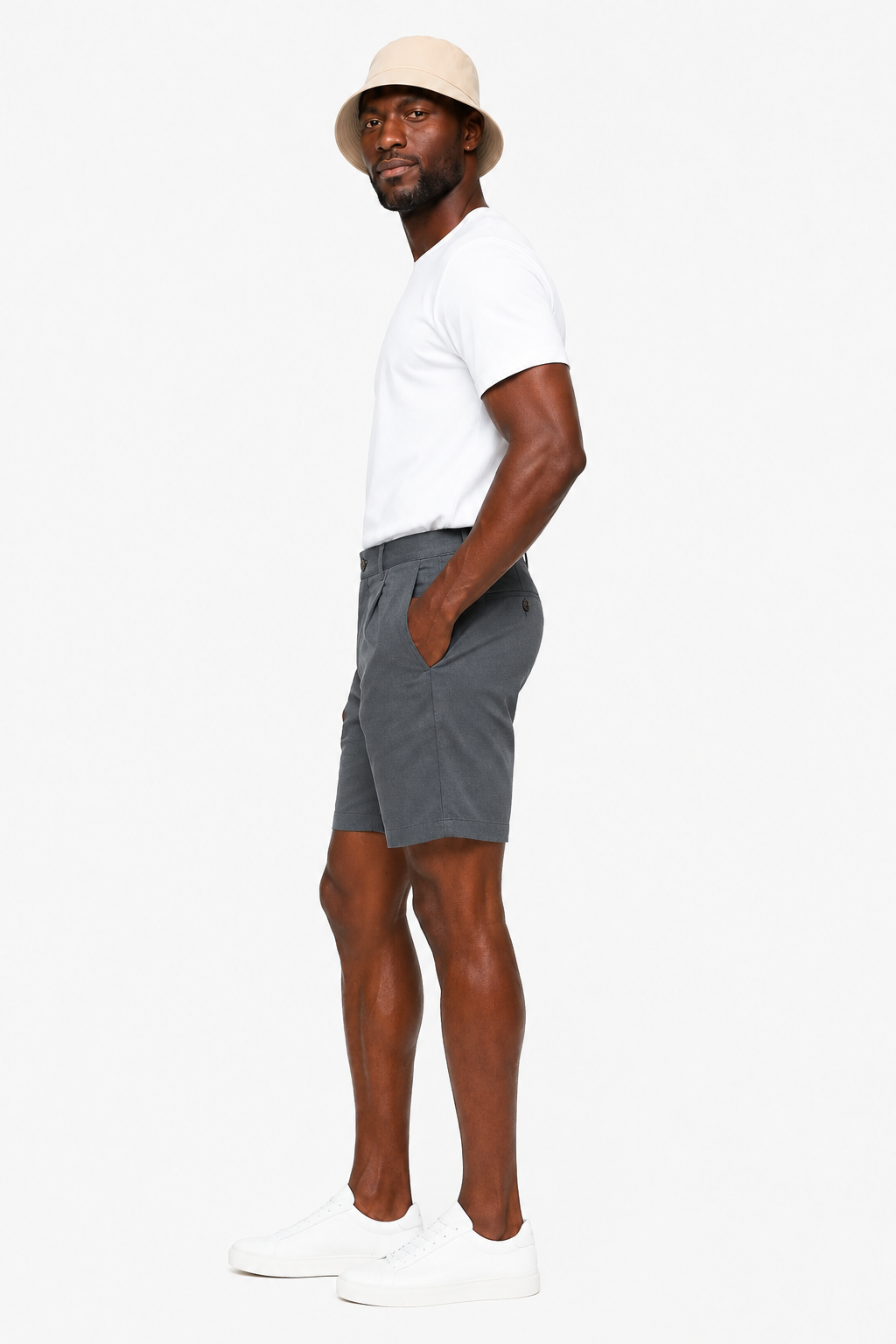 Hørshorts til mænd i skifergrå - Komfortable og stilfulde herreshorts i hør - - Shorts - Valmont Wear