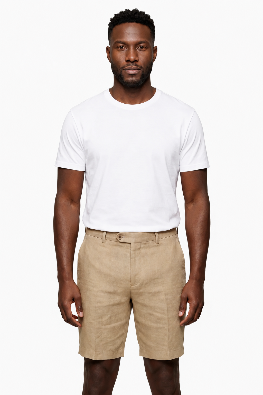 Herre Linnedshorts – Beige/Stenfarvet, Åndbare & Komfortable, Str. 38 - - Shorts - Valmont Wear
