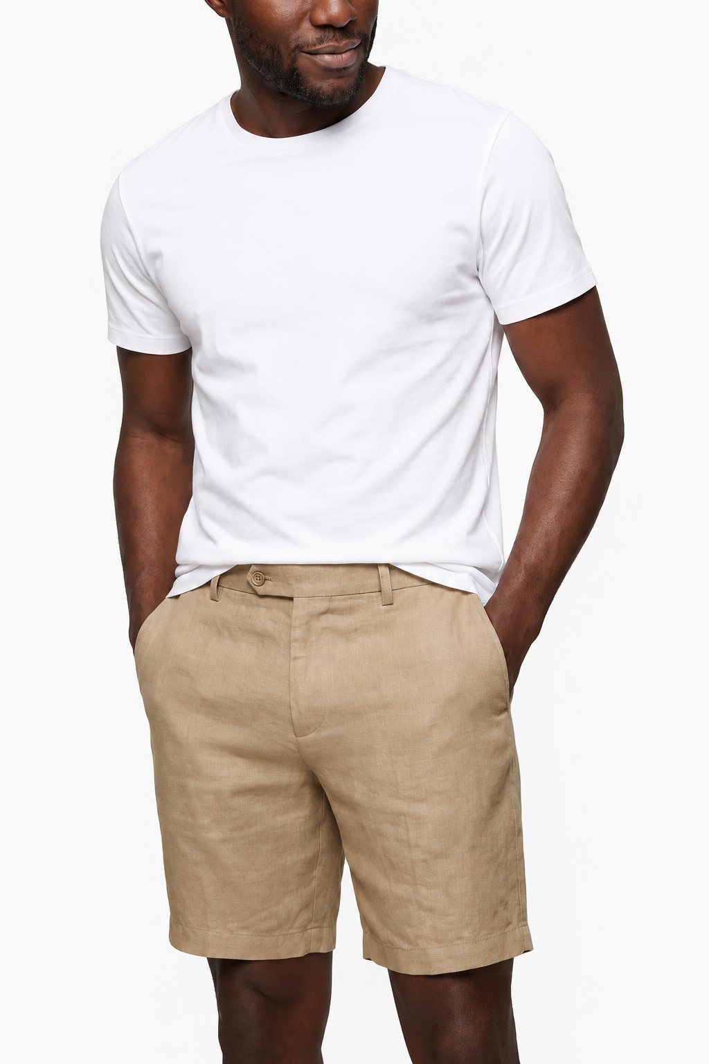 Herre Linnedshorts – Beige/Stenfarvet, Åndbare & Komfortable, Str. 38 - - Shorts - Valmont Wear