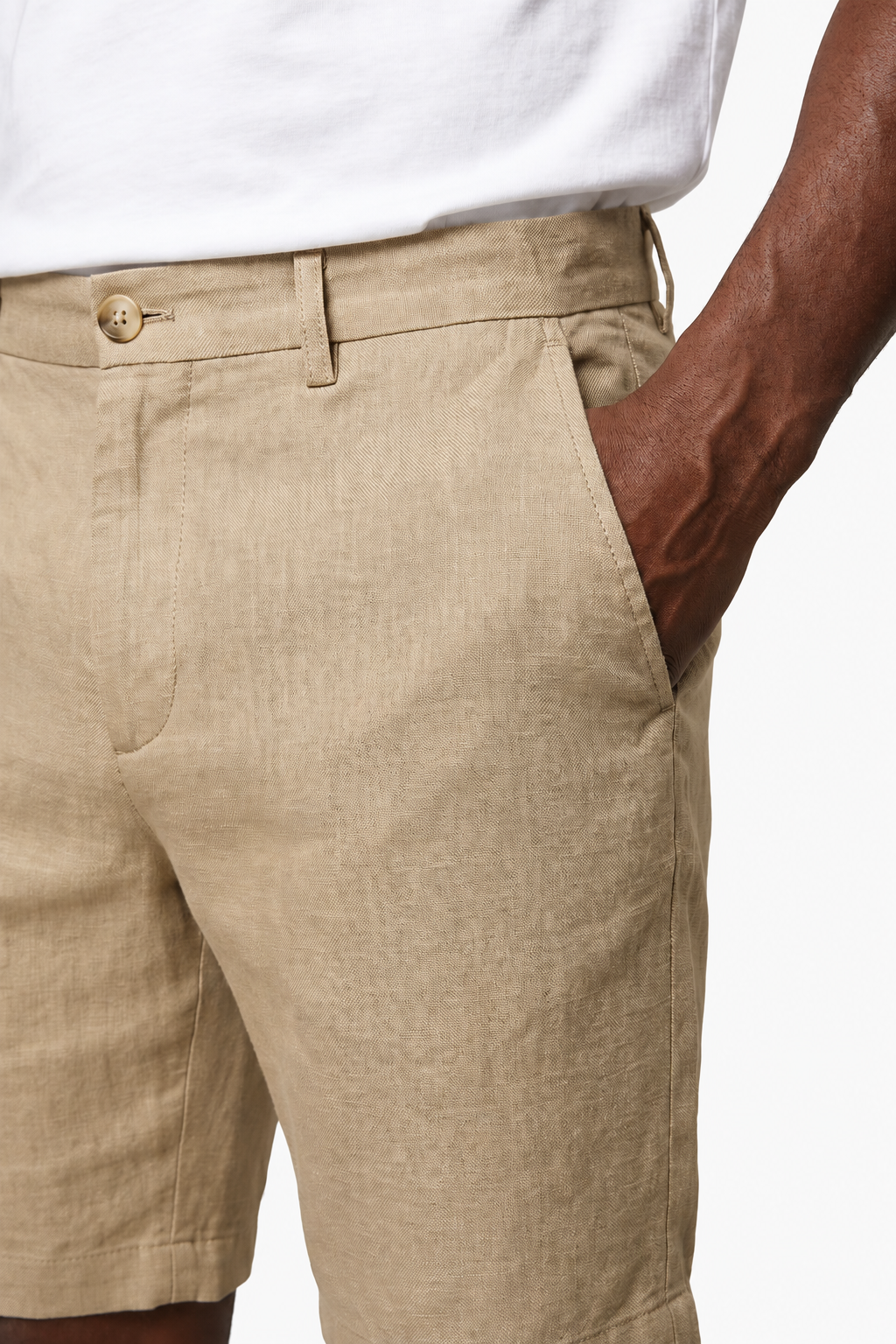 Herre Linnedshorts – Beige/Stenfarvet, Åndbare & Komfortable, Str. 38 - - Shorts - Valmont Wear