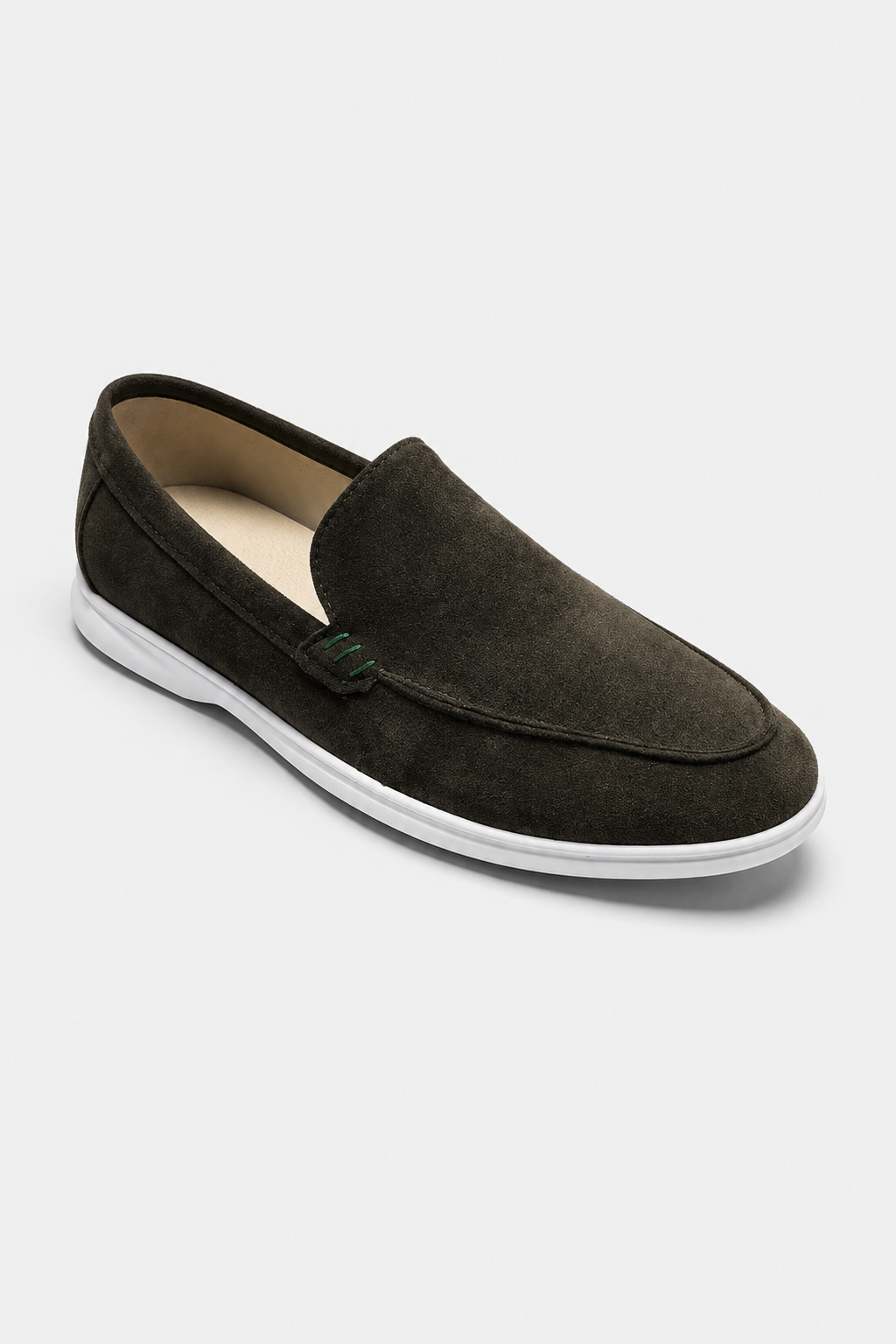 Miesten tummanvihreät mokkanahkaiset penny loafers – ylelliset italialaiset miesten kengät