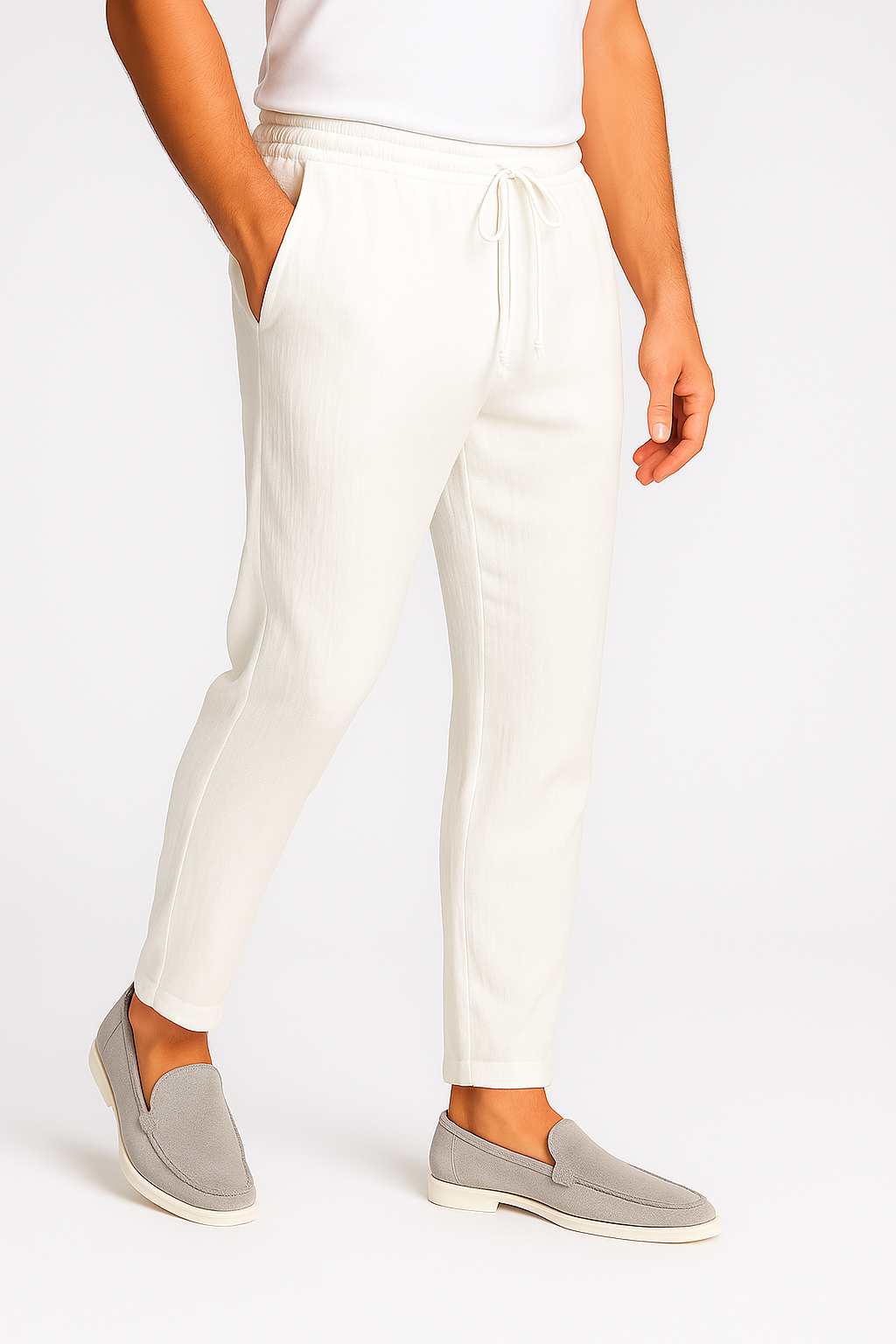 Herrebukser med Snøre - Hvid - Hvid - Pants - Valmont Wear