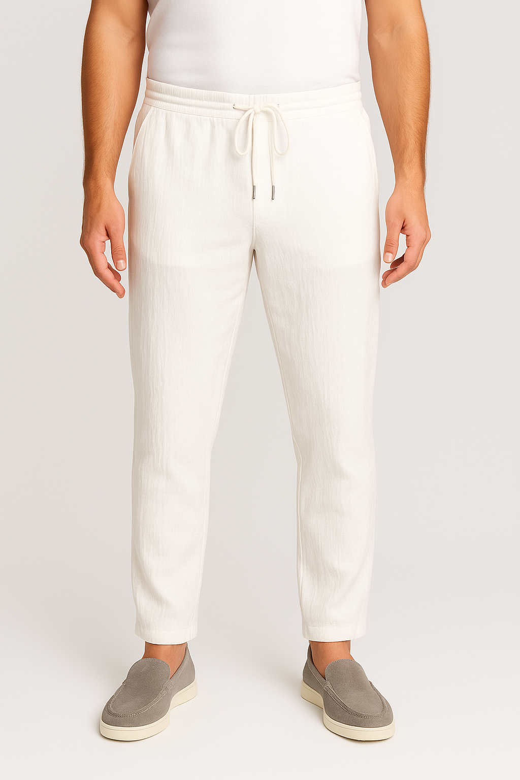 Herrebukser med Snøre - Hvid - - Pants - Valmont Wear