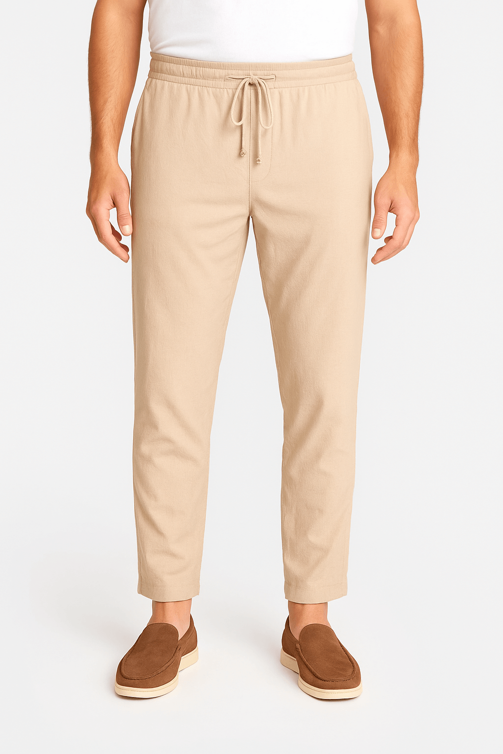 Herrebukser med Snøre - Beige - - Pants - Valmont Wear