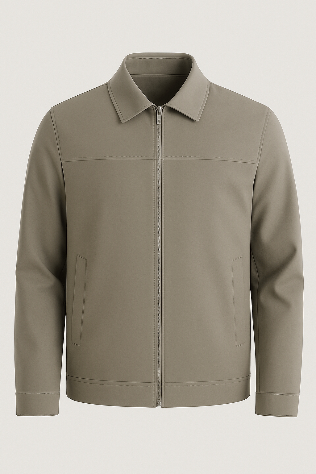 Herre Khaki Lynlås Jakke - Regular Fit Bomuld, Perfekt til Hverdagsbrug - - Jakker - Valmont Wear
