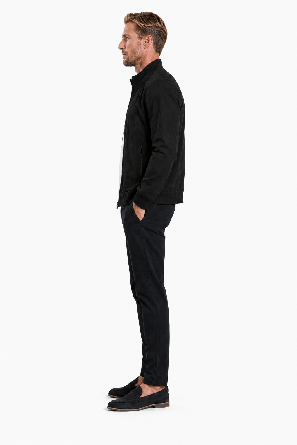 Bomberjakke til Mænd i Sort Uld - Klassisk Regular Fit Herrejakke til Hverdagsbrug - - Bomberjakke - Valmont Wear