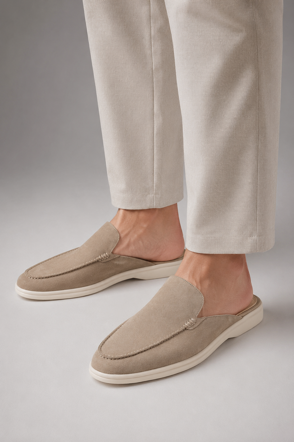 Mule Loafer til Mænd i Sand - Komfortabel Slip-On Sko med Åben Hæl - - Sko - Valmont Wear